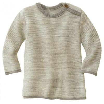 disana - Kid's Melange-Pullover - Merinopullover Gr 74/80 grau/beige