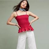 Anthropologie Tops | Anthropologie Maeve Pink Smocked Peplum Cami Top | Color: Pink | Size: Xs