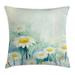 East Urban Home Daisies on Grass Mother Earth Indoor/Outdoor Floral 26" Throw Pillow Cover Polyester | 26 H x 26 W x 0.1 D in | Wayfair