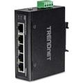 TRENDnet 5-Port Industrial Unmanaged Fast Ethernet DIN-Rail Switch, TI-E50, 5 x Fast Ethernet Ports, 1 Gbps Switching Capacity, 5 Port Network Fast Ethernet Switch, IP30 Metal Switch