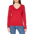 Tommy Hilfiger - Women's Heritage V-Neck Sweater - Womens Jumpers - Knitwear Women's - Tommy Hilfiger Women - Organic Cotton Top - Red - Size L