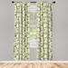 East Urban Home Ambesonne Apple Window Curtains, Vintage Style Abstract Composition w/ Apples Leaves Flowers Grunge Look | 95 H in | Wayfair