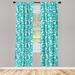 East Urban Home Ambesonne Turquoise 2 Panel Curtain Set, Foliage Pattern w/ Exotic Leaves Tropical Themed Image Graphic Stripes | 84 H in | Wayfair