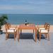 Bay Isle Home™ Gaynell Wilming 5 Piece Outdoor Dining Set w/ Cushions Wood in Brown/White | Wayfair F37BEF4D31CD4E469F91AD56AC5E0D94