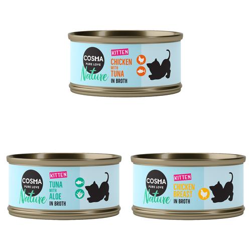 24x70g Nature Kitten 3 Sorten Mix Cosma Katzenfutter