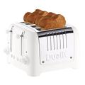 Dualit 4 Slice Lite Toaster | 1.1kW Toasts 120 Slices an Hour | Polished with High Gloss White Trim | Bagel & Defrost Settings | 36 mm Wide Slots | 46203