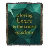 East Urban Home Faux Gemstone Love & Wisdom Quote Cotton Woven Blanket Cotton in Gray/Green | 37 W in | Wayfair 85B126459CA145C39F951BDDEA989131