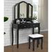 Charlton Home® Doursounian Makeup Vanity Set w/ Stool & Mirror Wood in Black | 57.1 H x 35.4 W x 15.7 D in | Wayfair