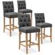 Lot de 4 chaises de bar en bois Gaya tissu Gris - H65cm - Gris