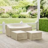 3Pc Sectional Cover Set Tan - Sofa & 2 Square Table/Ottoman - Crosley MO75013-TA