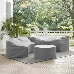 Catalina 3Pc Furniture Cover Set Gray - 2 Round Sectional Sofas & Coffee Table - Crosley MO75015-GY