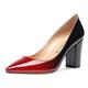 Castamere Women's Block Heel Pointed Toe Slip-On Court Shoes 3.2 in Heeled Patent Red Black Pumps UK 5