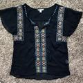 American Eagle Outfitters Tops | American Eagle Outfitters Embroidered Tassel Top | Color: Blue | Size: M