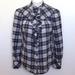 Anthropologie Tops | Anthropologie Fei Plaid Ruffle Front Top Sz. 8 | Color: Blue/White | Size: 8