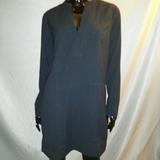 Madewell Dresses | Black Madewell Long Sleeve Vneck Shift Dress Sz S | Color: Black | Size: S