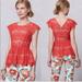 Anthropologie Tops | Anthropologie Lace Top | Color: Red/Tan | Size: M