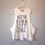 Brandy Melville Tops | Brandy Melville New York City Girl Muscle Tank Top | Color: Blue/White | Size: Os