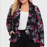 Torrid Jackets & Coats | Black Floral Ponte Blazer | Color: Black | Size: 3x