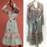 Anthropologie Dresses | Anthropologie Kopal Jaipur Peasant Dress Sz L Nwt | Color: Green/Red | Size: L