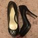 Coach Shoes | Black Leather Coach Heels | Color: Black/Silver | Size: 6