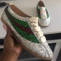 Gucci Shoes | Authentic Gucci Glitter Low Top Sneakers | Color: Green/Silver | Size: 8