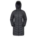 Mountain Warehouse Florence Womens Winter Long Padded Jacket - Water Resistant Rain Coat, Lightweight Ladies Jacket, Warm, 30C Heat Rating - for Outdoors, Walking Jet Black 26