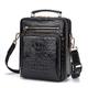 Leather Cross Body For Mens Business Briefcase Handbag Messenger Bag Shoulder Bag Casual With Crocodile Pattern Genuine Leather Bag-black