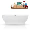 Streamline Bath 67" x 32" Freestanding Soaking Solid Surface Bathtub Solid Surface | 21.7 H x 66.9 W in | Wayfair K-87-67FSWHSS-FM