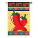 Breeze Decor Chili Hot Food Vegetable Applique Decorative 2-Sided Polyester 40 x 28 in. House Flag in Blue/Red/Yellow | 40 H x 28 W in | Wayfair