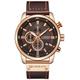 FANMIS Mens Sport Military Analog Quartz Watch Chronograph Classic Casual Business Dress Waterproof Watch Multifunctional Wristwatch with Leather Strap, Brown Rose, 47 mm, Quartz Watch,Chronograph
