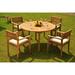 Rosecliff Heights Barry Luxurious 5 Piece Teak Outdoor Dining Set Wood/Teak in Brown/White | 30.5 H x 52 W x 52 D in | Wayfair