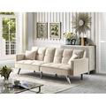 Mercer41 Brackin Twin 80" Wide Velvet Split Back Convertible Sofa Wood/Velvet in Gray/Brown | 32 H x 80 W x 34.5 D in | Wayfair