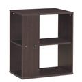 Costway 2-Tier Side End Table with Storage Shelves -Brown