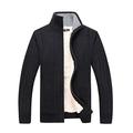 FTCayanz Men's Fleece Jacket Knitted Sweater Cardigan Thick Zip Jumper Stand Collar Winter Warm Coat Thick Black M