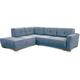 Cavadore Schlafsofa Modeo, mit Federkern, Sofa in L-Form mit Schlaffunktion im modernen Landhausstil, Holzfüße, 261 x 77 x 214, Mikrofaser-Bezug, blau