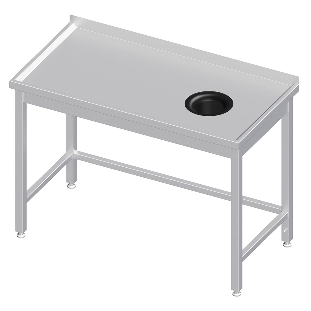 Stalgast Edelstahl Arbeitstisch ohne Grundboden, 800x700x850 mm, mit Abfallloch rechts, mit Aufkantung, verschweißt Image