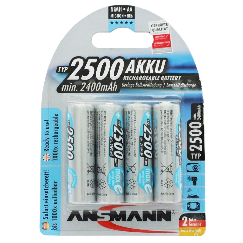 Ansmann maxE Mignon AA 2500mAh Akku im 4er Blister Ready to use vorgeladen Image