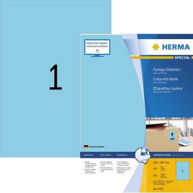 HERMA Etikett SPECIAL 4403 210x297mm blau 100 St./Pack. Image