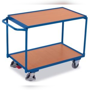 VARIOfit Tischwagen, Tragl. 250kg, Griff Holzplatte, Ladefl. LxB 850x500mm, Holzböden, RAL5010 Image