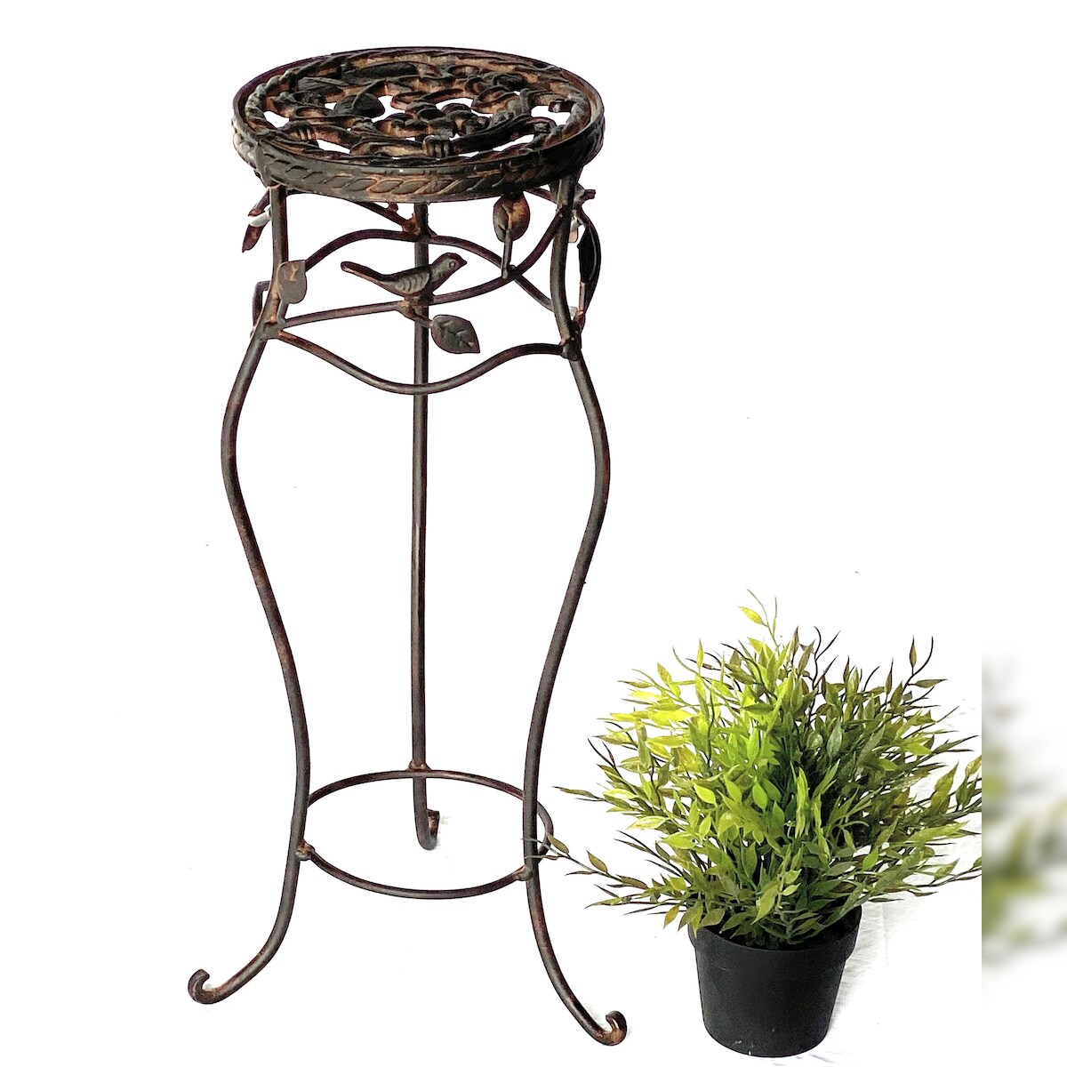 Denk Blumenhocker Metall Schwarz Rund 52 cm Blumenständer 18215 Blumensäule Antik Pflanzenständer Pflanzenhocker Vintage Image