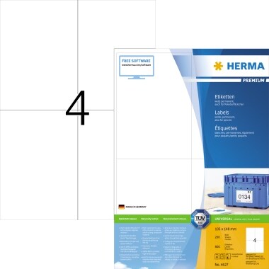 HERMA Etikett PREMIUM 4627 105x148mm weiß 800 St./Pack. Image