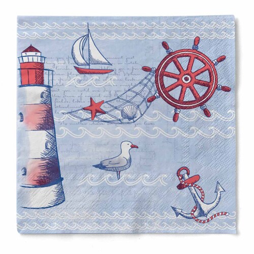 Sovie HORECA Serviette Meeresbrise in Blau aus Tissue 33 x 33 cm, 100 Stück - Maritim Image