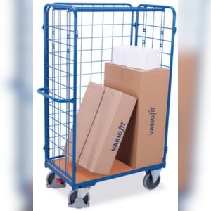 VARIOfit Etagenwagen, Tragl. 500kg, Ladefl. LxB 1200x800mm, Holzboden, RAL5010 Image