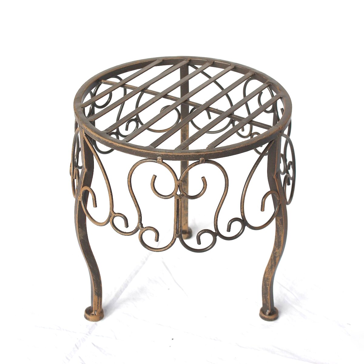 DanDiBo Blumenhocker Metall Braun Rund 30 cm Blumenständer 140129 M Beistelltisch Pflanzenständer Klein Image