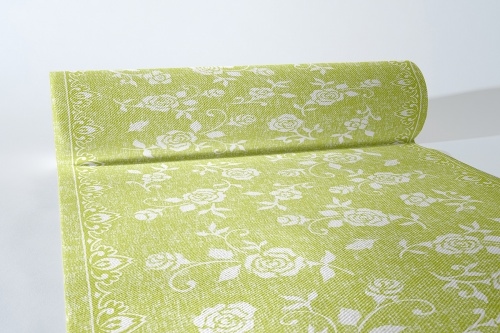 MANK Tischläufer Airlaid Lace in Limette, 40 cm x 24 m , 1 Stück - Tischtuch Rosen Blumen Image