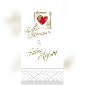 Mank Serviette Tissue Herzlich Willkommen, 40 x 40 cm, 1/8 Falz, 125 Stück Image