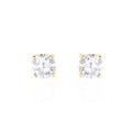 Boucles D'oreilles Puces 4 Griffes Or Jaune Diamant Synthetique