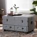 Baxton Studio Flynn Modern Transitional Grey Fabric 2-Drawer Storage Trunk Ottoman - Wholesale Interiors JY19A416-Grey-Otto