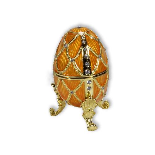 Schmuck Ei gelb mit Spieluhr nach Faberge-Art aus emailiertem Metall