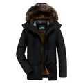 BININBOX Men's Winter Cotton Parka Thick Warm Coat with Detachable Hood Long Jacket (Black, 4XL = Tag 6XL)
